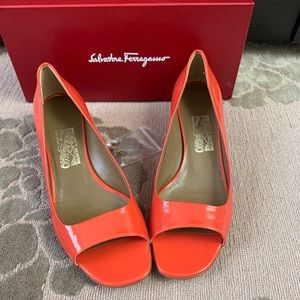 Salvatore feragamo peep toe pumps